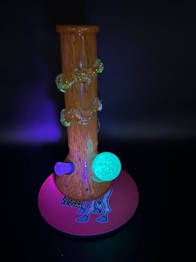 [Glass -21197] Glass Bong Heavy Thick Glow In The Dark Soft Ball 14"