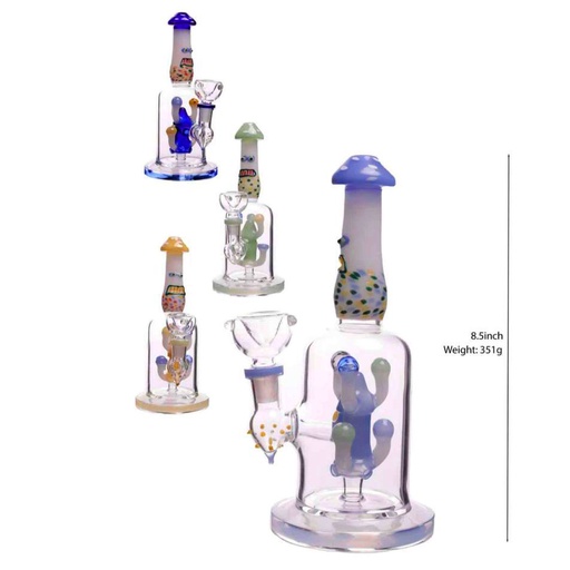 [Glass -22854] Glass Bong Tall Mushroom (2613) 9"