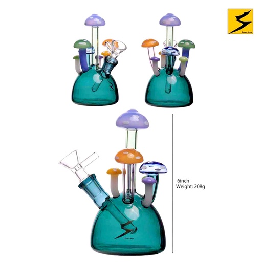 [Glass -22862] Glass Bong Super Bee Cute Mushroom (BG564/545) 6.5"
