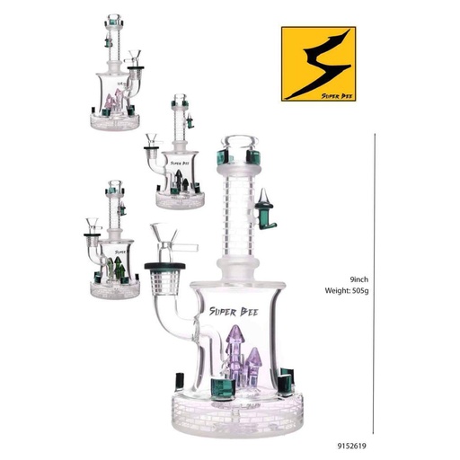 [Glass -23318] Glass Bong Super Bee Castle (BG621/619) 9.5"
