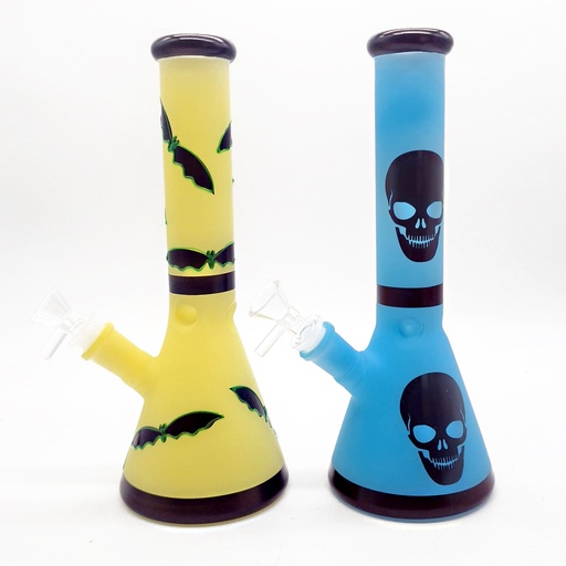 [Glass -23448] Glass Bong Matte Plain Color With Tattoo 10"