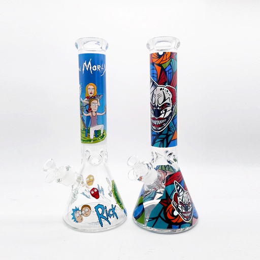 [Glass -23450] Glass Bong Heavy Thick Graffiti 14"