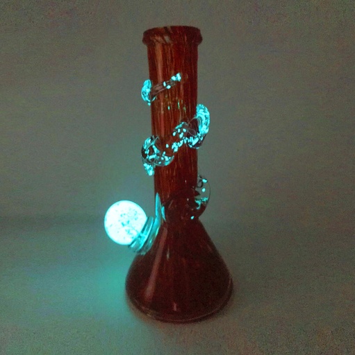 [Glass -25813] Glass Bong Heavy Thick Glow In The Dark Soft Ball 8"