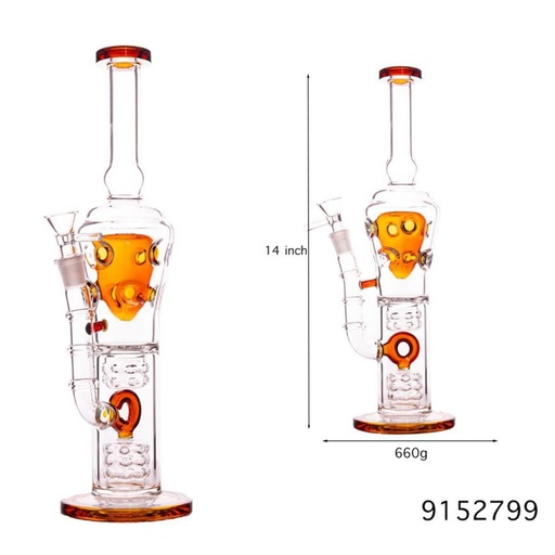 [Glass -26710] Glass Bong Holes Around (P18069/799) 14"