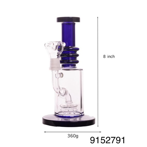 [Glass -26712] Glass Bong Triple Ring HQ (P18129/2791) 8"