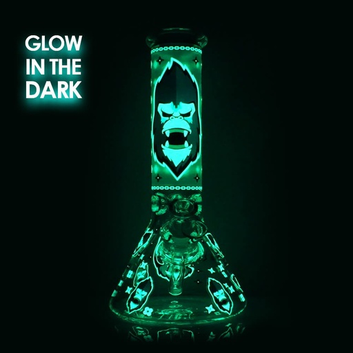 [Gorill-23310] Glass Bong Gorilla Glass Art (FPG 3704) Glow In The Dark 10"