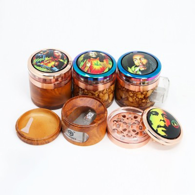 [Grinde-12009] Grinder 4 Part Bob Marley Top With Window Tray 6ct Display Each