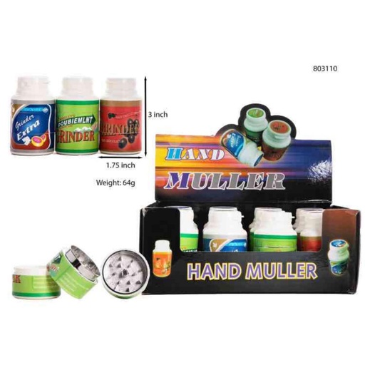 [Grinde-24564] Grinder 3 Part Pill Bottle (3110) 12CT Display Each