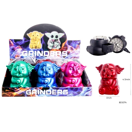 [Grinde-24567] Grinder 3 Part Elephant Design With Tray 6CT Display Each