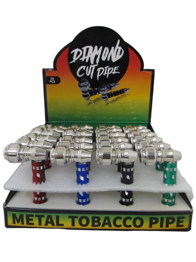 [Hand C-12041] Hand Crafted Shiny Metal Pipe 24ct Display Each