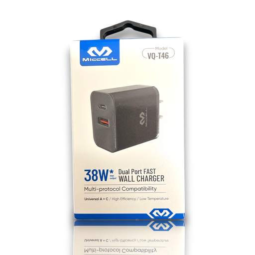 [INT-PP-00074] Miccell Wall Plug Adaptor USB And C ARC (S2280)