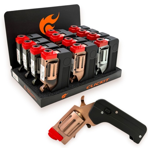 [INTREF#00112] Click iT Switch Mini Pistol Lighter (GH-8745) 12CT Display