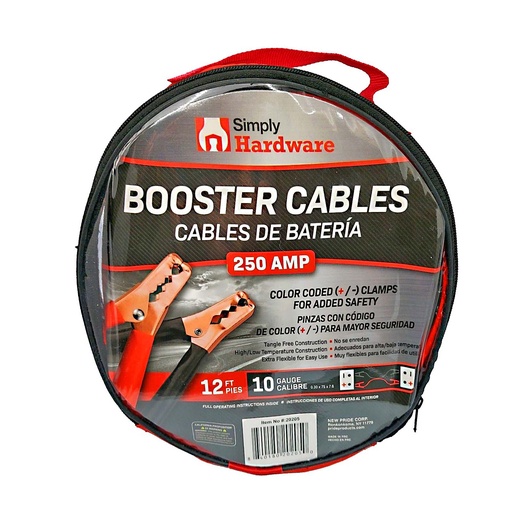 [Jumper-25748] Jumper Cable Booster (Simply Auto) 10 Gauge/250AMP 12FT