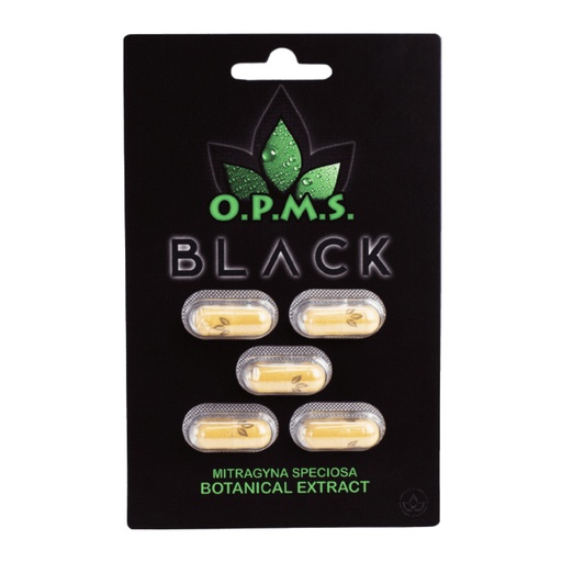 [Kratom-04642] OPMS Kratom Black 5CT Capsules Card