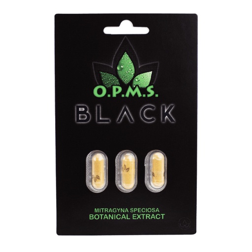 [Kratom-12126] OPMS Kratom Black 3CT Capsules Card