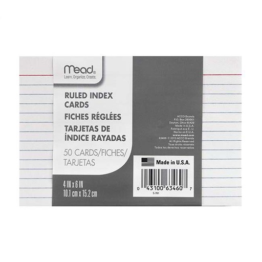 [Mead H-25210] Mead Homework Index Card 4"X6" 50CT