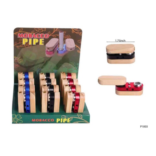 [Metal -22878] Mobacco Wooden Pipe 12CT Display Each