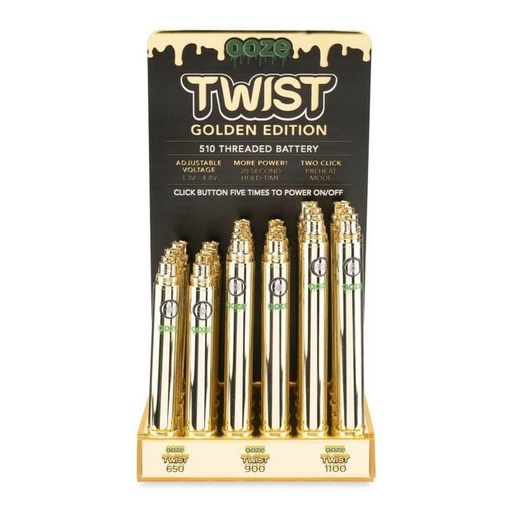 [OOZE G-12448] OOZE Gold Battery Display 650/ 900/ 1100 Mix 24ct Display