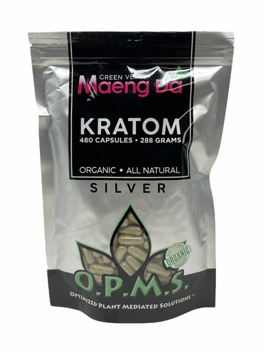 [OPMS S-07122] OPMS Silver Green Vein MAENGDA Kratom 480ct/288gm Bag