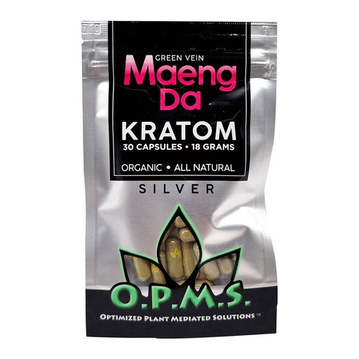 [OPMS S-07124] OPMS Silver Green Vein MAENGDA Kratom 30ct/18gm Bag