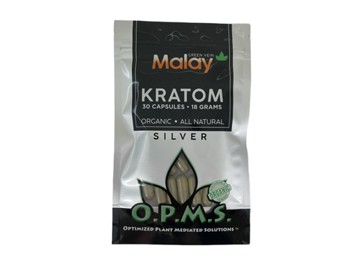 [OPMS S-07126] OPMS Silver Green Vein MALAY Kratom 30ct/18gm Bag
