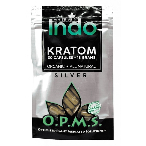 [OPMS S-24247] OPMS Silver White Vein Indo Kratom 30CT/18GM Bag