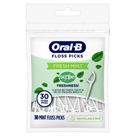 [Oral-B-22900] Oral-B Dental Floss/Picks Fresh Mint 30CT Pouch
