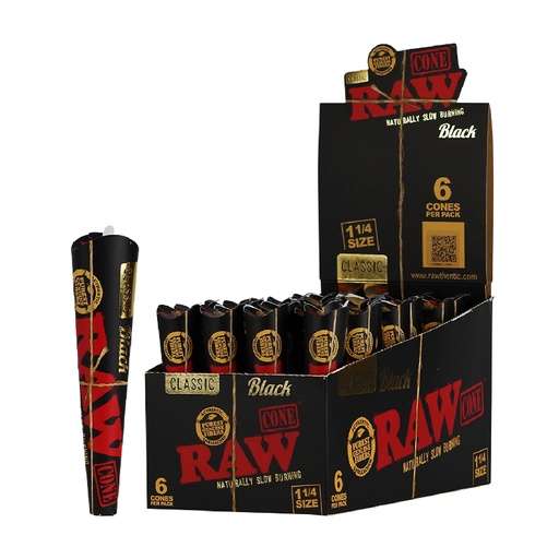 Raw Cone Classic Black 1 1/4 6'S/32PK