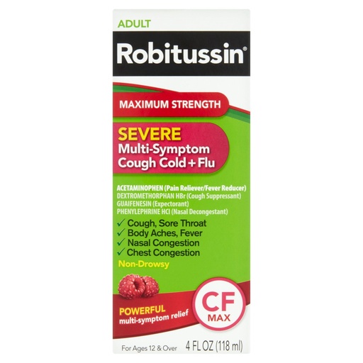 [Robitu-25722] Robitussin Adult Multi Sympton Cough Cold/Flu CF Max 4oz