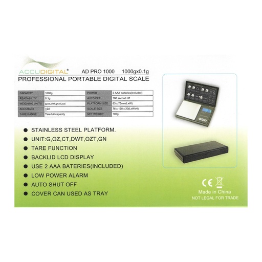 [Scale -12111] Scale ACCU Digital Medium Green Detachable Cover 1000G x 0.01G