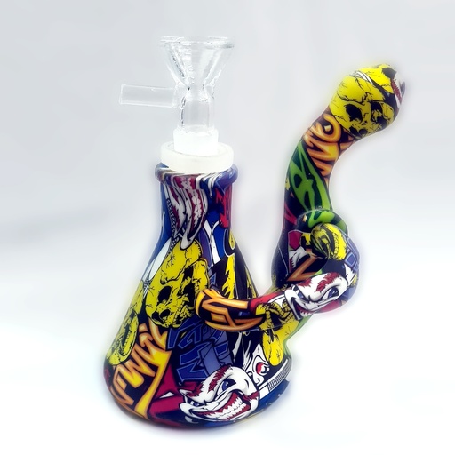 [Silico-08736] Silicone 5" Graffiti Water Pipe