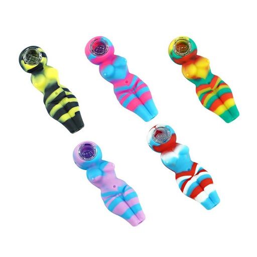 [Silico-12039] Silicone Lady Figure Hand Pipe