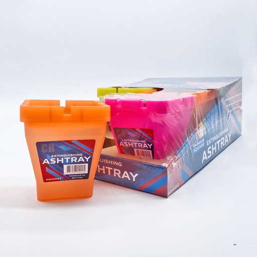 [Square-12446] Square Ash Tray Assorted Neon 6CT Display