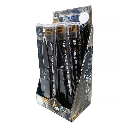 [Tactic-10954] Tactical Knife Glass Breaker + Seatbelt Cutter 6CT Display Each