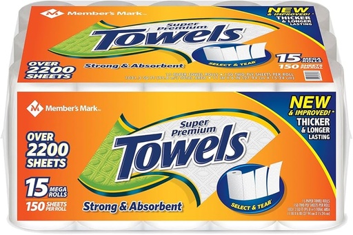 [TEMP-PP-000402] Members Mark Paper -A- Size 15CT Two Ply