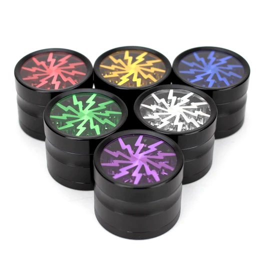 [Tobacc-11096] Tobacco Grinder 4 Part Thunder Top & Clear Bottom Each