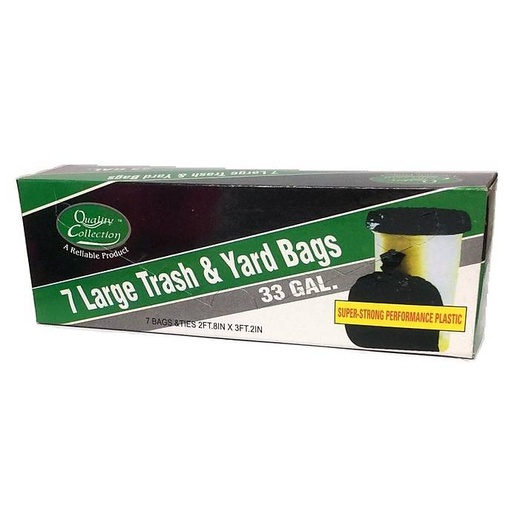 [Trash -11142] Trash Bag Large Yard Quality Collection 33 Gal 7CT