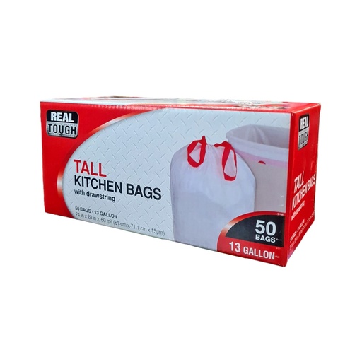 Trash Bag Real Tough With Drawstring 13 Gal 50CT