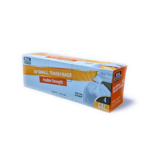 [Trash -27322] Trash Bag Real Tough Fexible Strength 4 Gal 30CT