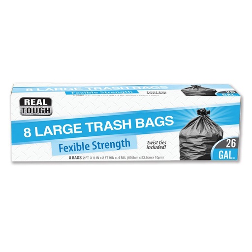 [Trash -27349] Trash Bag Real Tough Fexible Strength 26 Gal 8CT