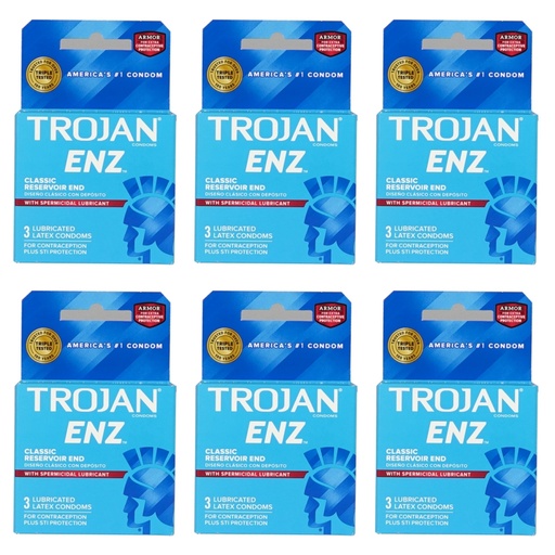 Trojan DB ENZ Spermicidal Lubricant (Red Band) 3'S/6CT