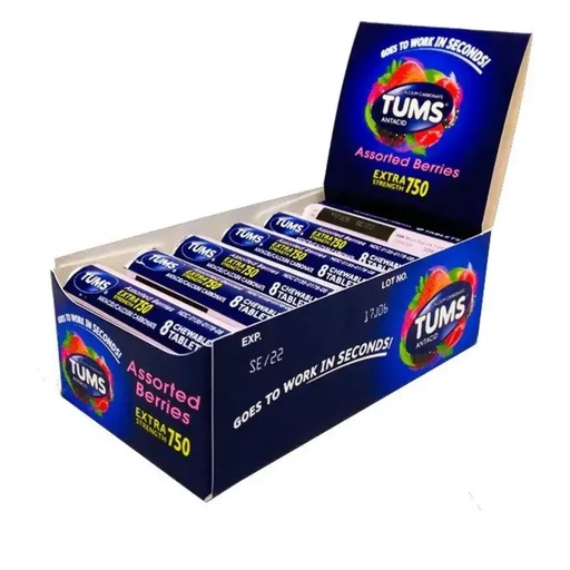 [Tums A-11240] Tums Antacid Extra Strength 750 Assorted Berry 12CT
