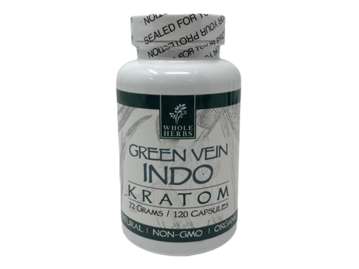 [Whole -11514] Whole Herbs Green Vein INDO Kratom 72gm/120Capsules Bottle