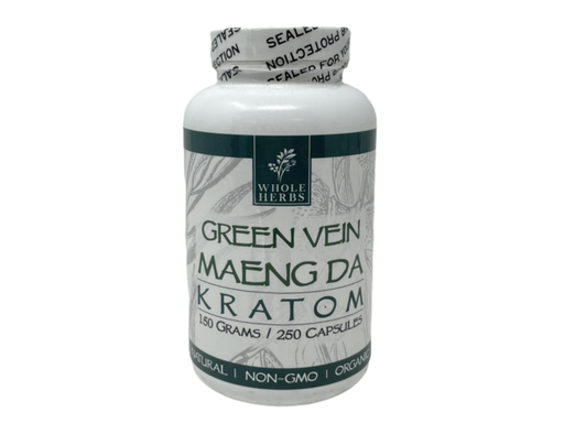 [Whole -11516] Whole Herbs Green Vein MAENGDA Kratom 150gm/250 Capsules Bottle
