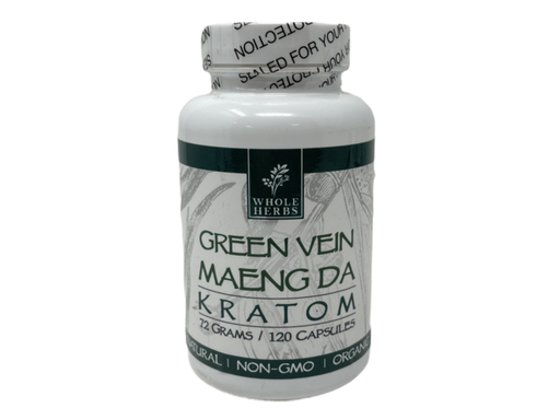 [Whole -11520] Whole Herbs Green Vein MAENGDA Kratom 72gm/120Capsules Bottle