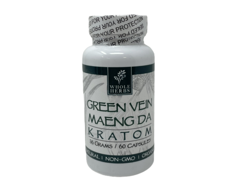 [Whole -11522] Whole Herbs Green Vein MAENGDA Kratom 36gm/60 Capsules Bottle