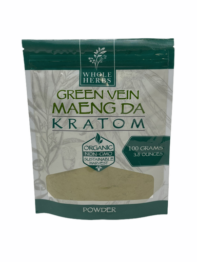 [Whole -11524] Whole Herbs Green Vein MAENGDA Kratom 3.5oz/100gm Powder