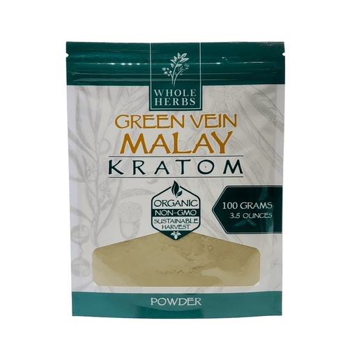 [Whole -11526] Whole Herbs Green Vein MALAY Kratom 3.5oz/100gm Powder