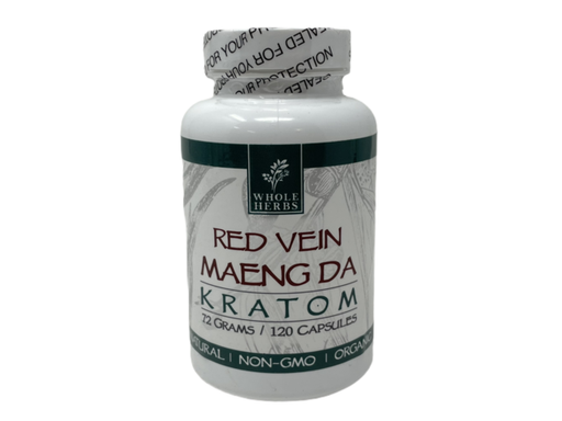 [Whole -11988] Whole Herbs Red Vein MAENGDA Kratom 72gm/120Capsules Bottle