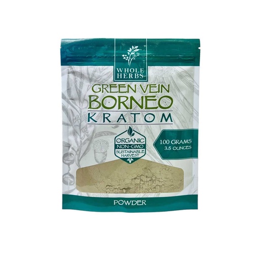 [Whole -27387] Whole Herbs Green Vein Borneo Kratom 3.5oz/100gm Powder
